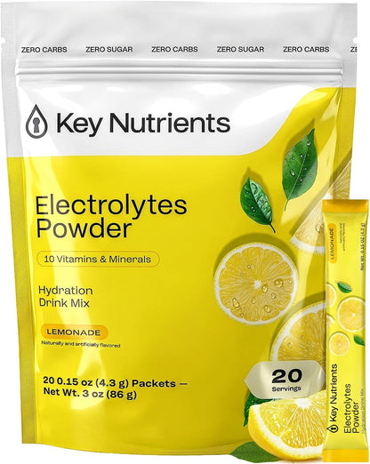 KEY NUTRIENTS Electrolyte Packets Bundle, Variety Pack Plus Lemonade