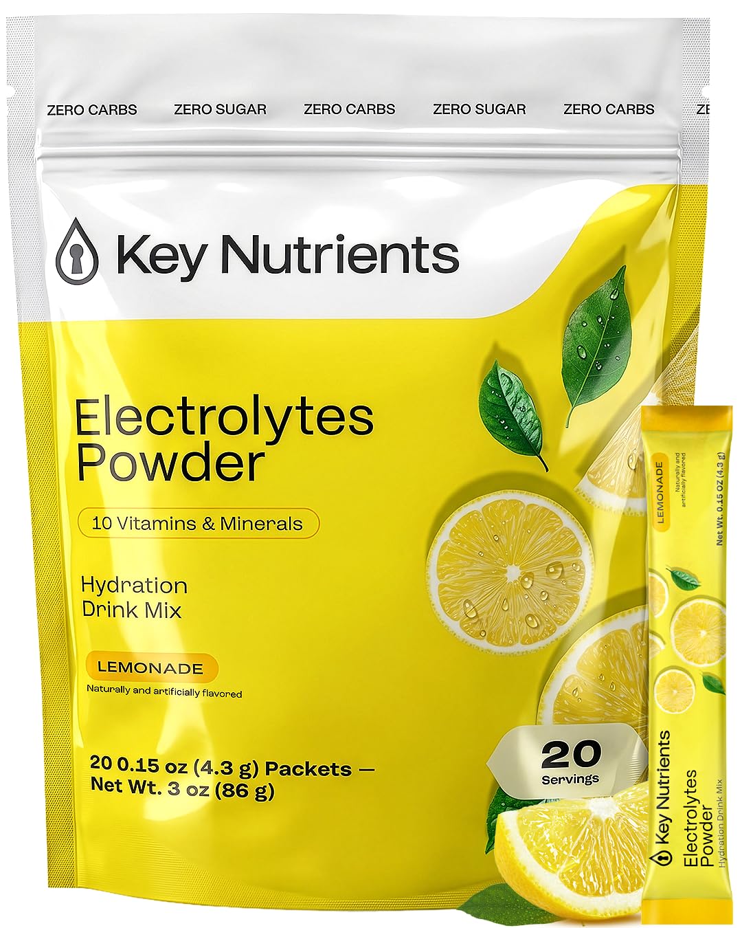 KEY NUTRIENTS Potassium Multivitamin Electrolytes Powder, Lemonade, 90 Serv