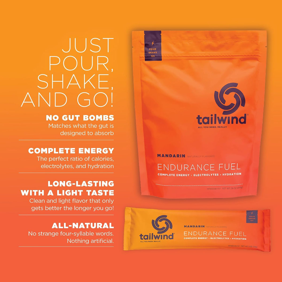 Tailwind Nutrition Grab-and-Go Endurance Fuel Bundle with Endurance Fuel Powder, Hydration Drink Mix Pack for Athletes
