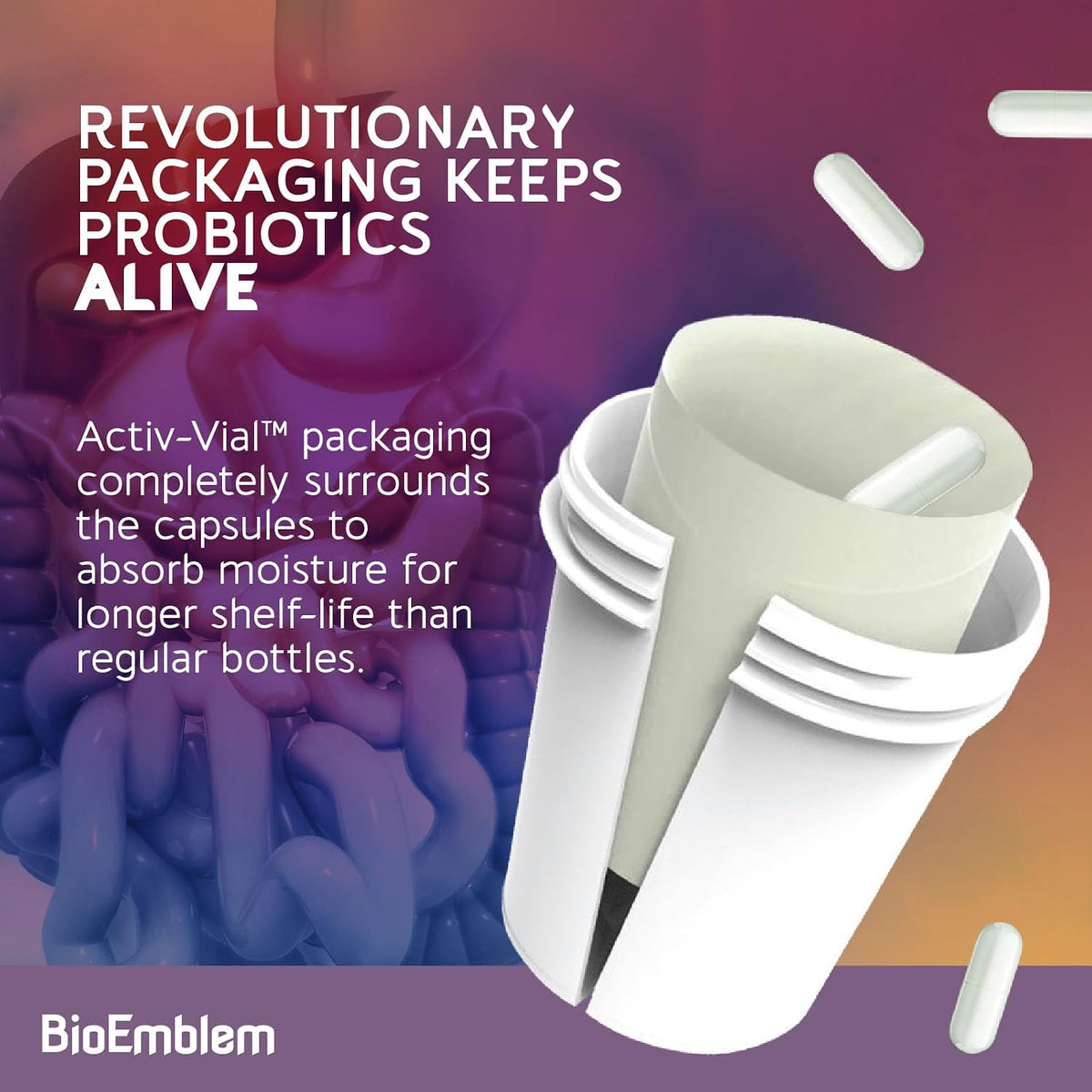 BioEmblem Probiotics for Women & Men – 55 Billion CFU | 11 Strains with Prebiotics & Postbiotics | Jerusalem Artichoke & Inulin | Digestive & Immune Support, Nutrient Absorption | Non-GMO,45 Capsules