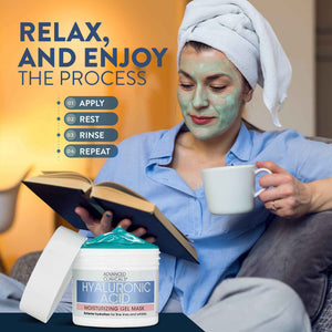 Advanced Clinicals Hyaluronic Acid Gel Facial Mask Skin Care Treatment, Brightening, Hydrating Anti Aging Face Mask & Moisturizer Helps Transform Dry Skin W/Collagen