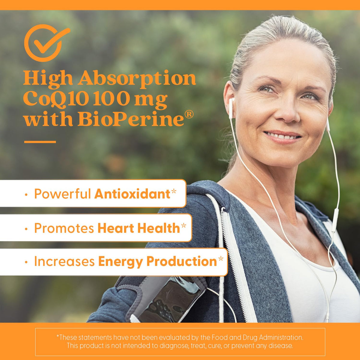 Doctor's Best High Absorption CoQ10 with BioPerine Supplement - Coenzyme Q10 Caps for Heart Health & Antioxidant Support, CoQ10 100mg for Women & Men, Non GMO, Naturally Fermented - 120 Veg Capsules