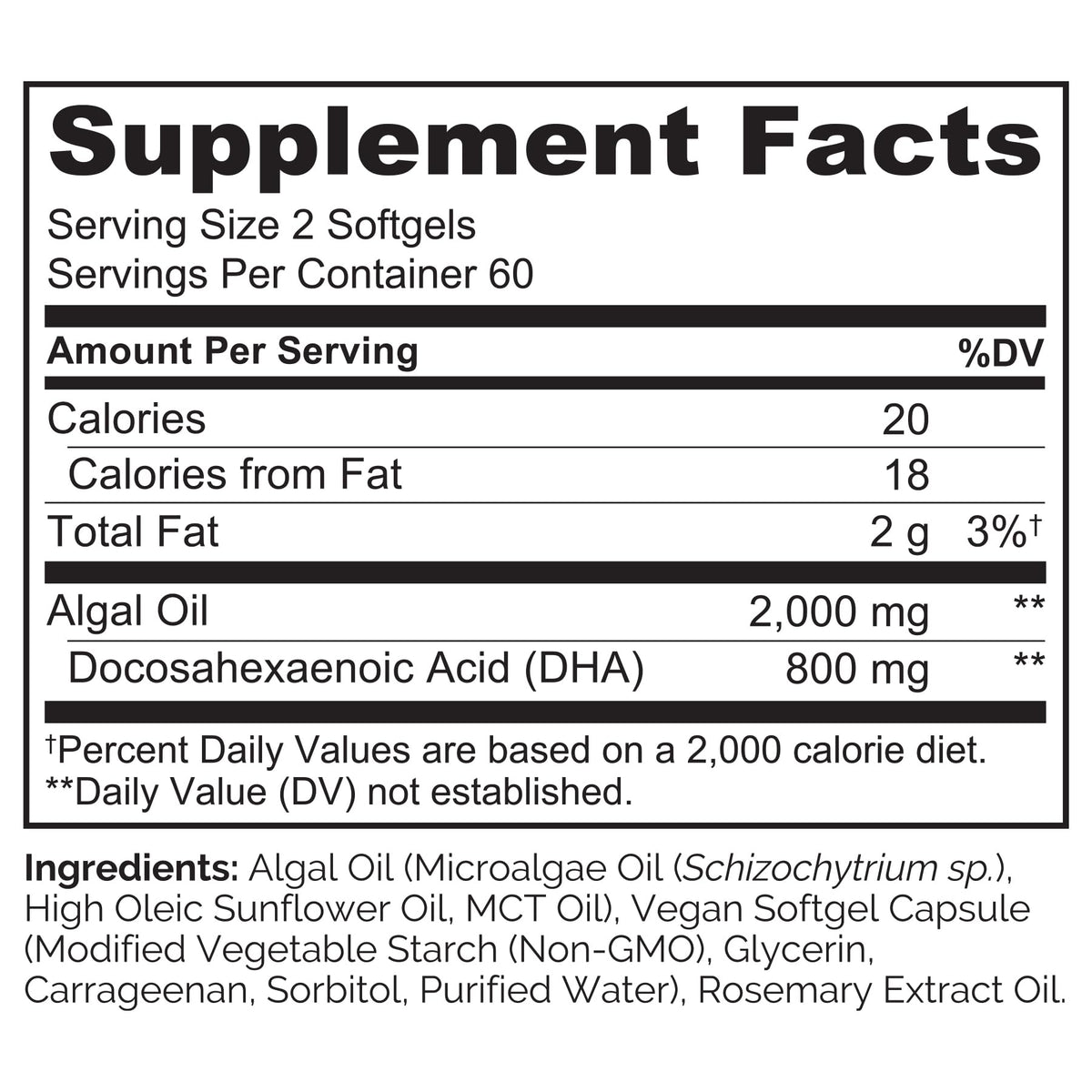 NATURELO Vegan DHA, Vegan Omega 3 Supplement, 120 Softgels, Supports Brain/Heart/Eye Health, Complements Prenatal Vitamins, Essential Fatty Acids, Omega 3 Supplement for Women & Men