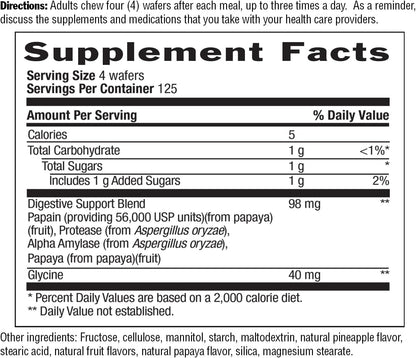 Country Life Papaya Digestive Support with Papain & Protease, 500 Wafers