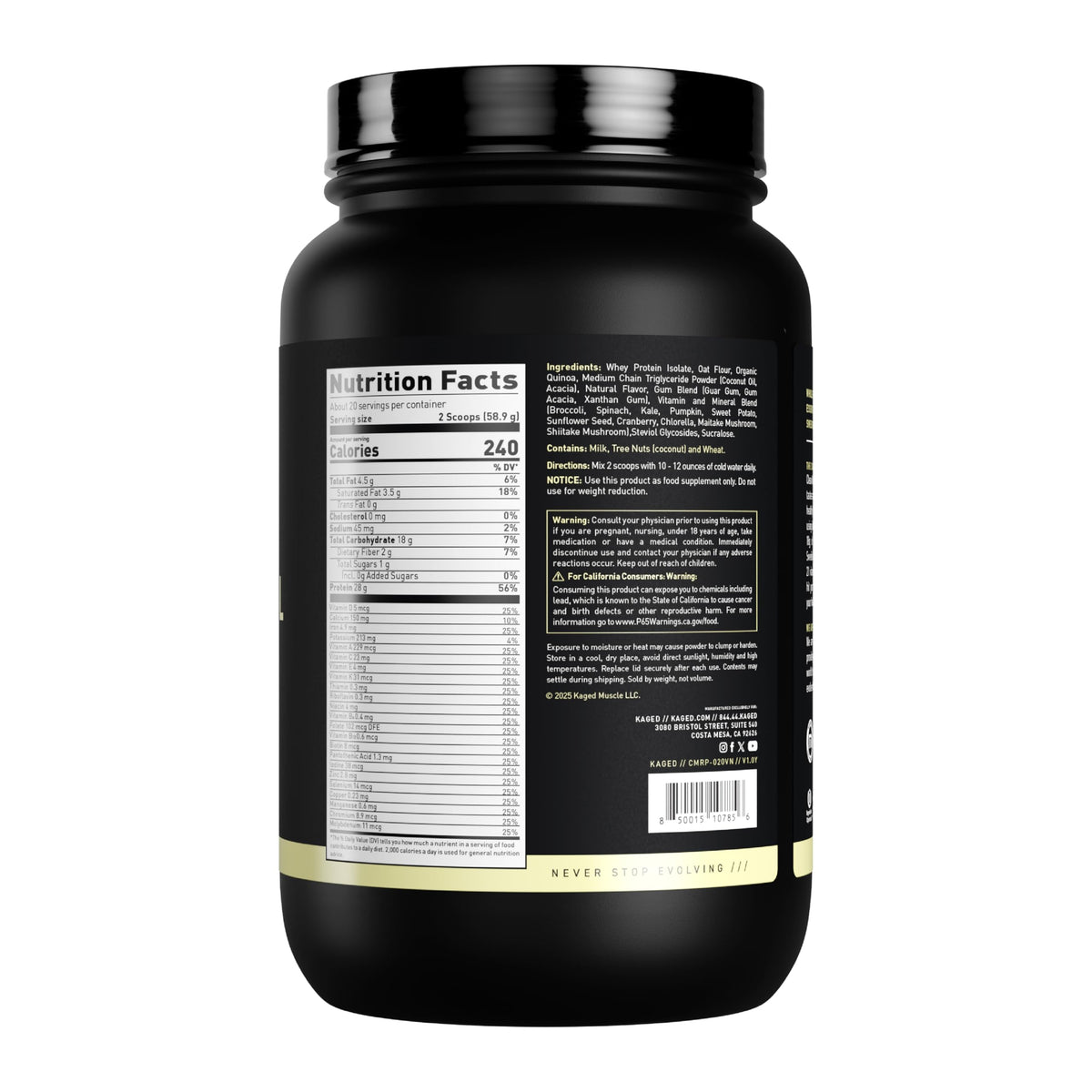Kaged Clean Meal Powder | Chocolate Peanut Butter | Meal Replacement Shake | Whey Protein Isolate | Clean Carbs, MCT Oil Fats, Organic Vitamins and Minerals | Supplements for Men & Women | 20 Servings
