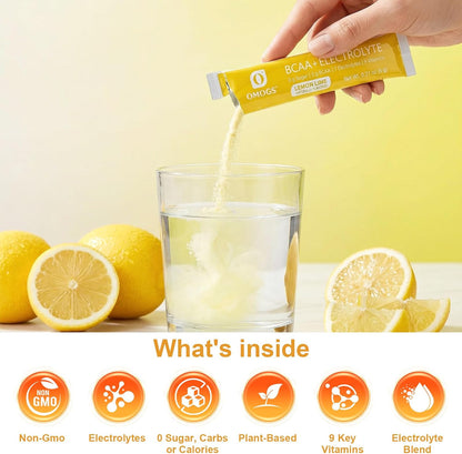 OMOGS Electrolytes Powder, 9 Key Vitamins, Electrolyte Blend, Refreshing Lemonade, Sodium & Energy Supplementl, Keto Friendly, Zero Calories