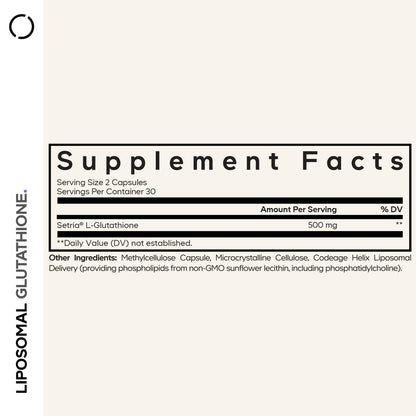 Codeage Liposomal Glutathione Supplement - Pure Reduced Setria L-Glutathione, Liposomal Delivery, Phospholipid Complex - Encapsulated Glutathione Powder Pills - Vegan, Non-GMO - 60 Capsules CodeageBuy Supplements Australia