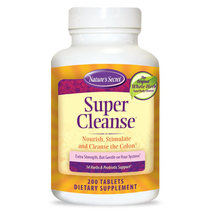 Nature’s Secret Super Cleanse - Extra Strength Colon Cleanse with 14 Herbs & Probiotic Support - Promotes Gut Health Detox Cleanse & Digestive Support
