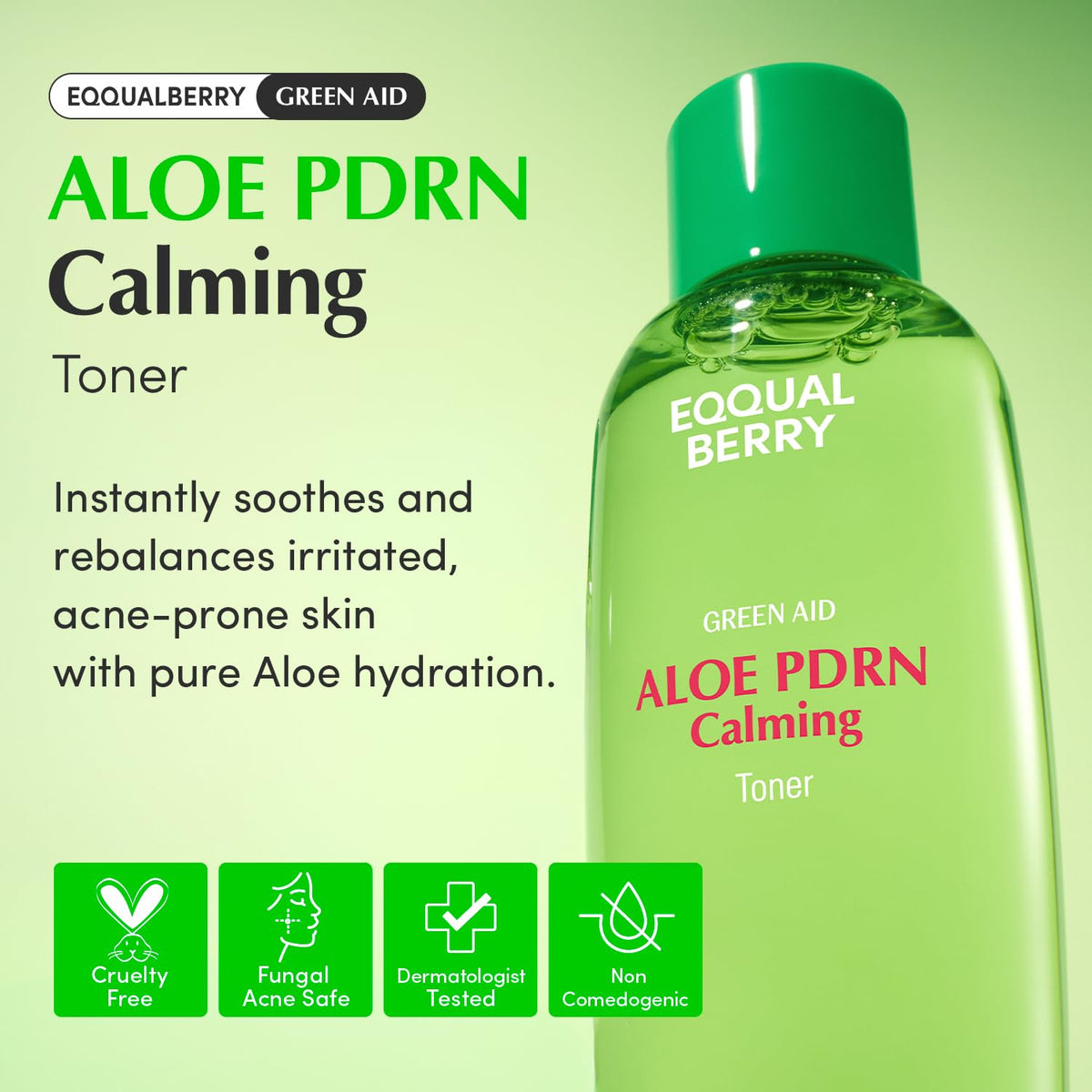 Suplement ​EQQUALBERRY Aloe PDRN Calming Toner, for Sensitive, Instant Relief & Cooling | Non-Comedogenic & Fungal Acne Safe, Skin Barrier Repair - VelvetGlow USA