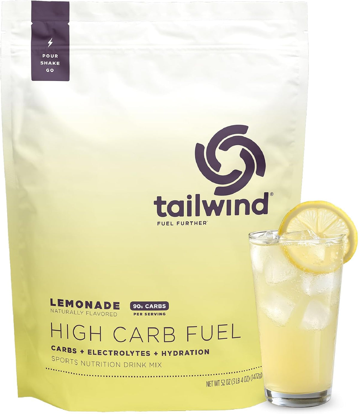 Tailwind Nutrition High Carb Fuel, Energy Drink Powder with Electrolytes, Free of Soy, Dairy, and Gluten, Vegan-Friendly, Lemonade, 16-Serving Pack