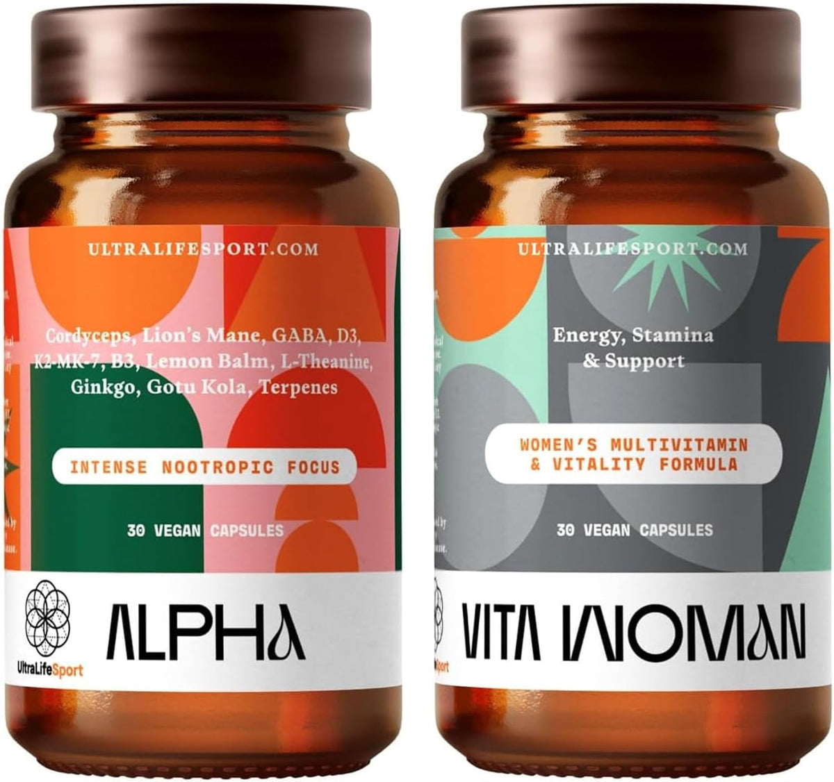 Ultra Life Sport Alpha Nootropic & VITA Woman Multivitamin Bundle