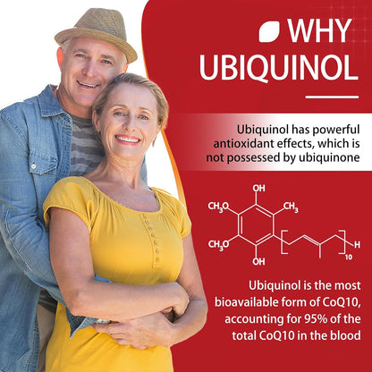 DRFOSTER Ubiquinol CoQ10 200mg, with PQQ & Vitamin E, 120 Servings | Active Ubiquinol, Coq10 200mg, Black Pepper for Max Absorption, Allergen-Free, Powerful Antioxidant, Brain & Energy Support