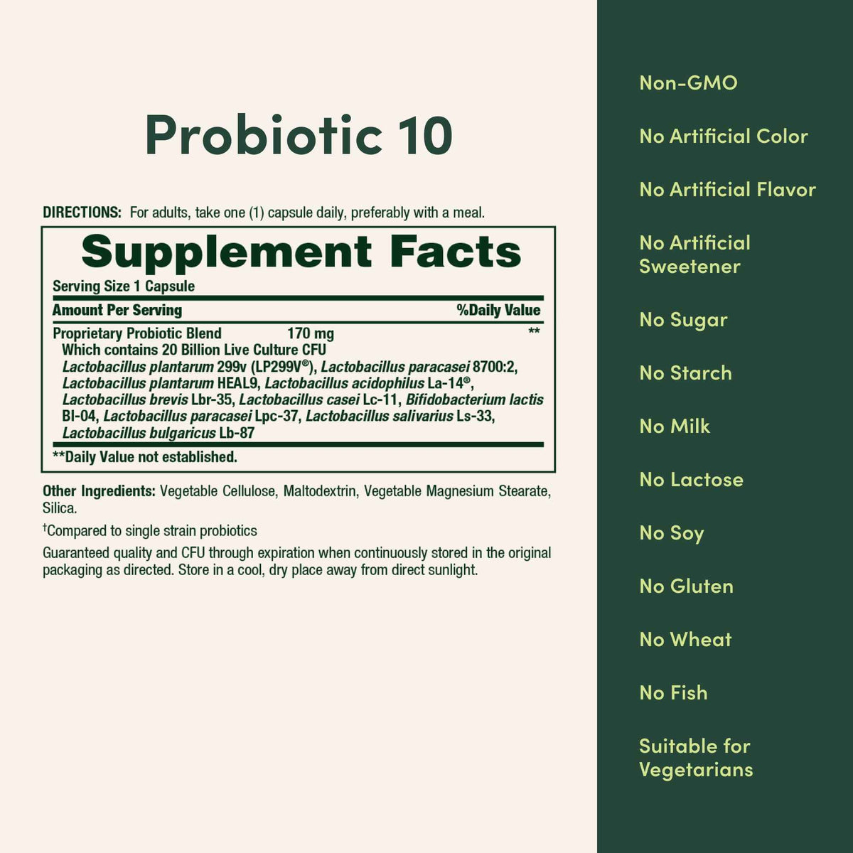 Nature's Bounty Probiotic 10 Daily Probiotic Supplement for Digestive, Immune, and Upper Respiratory Support, Ultra Strength, 30 Capsules 1 Pack