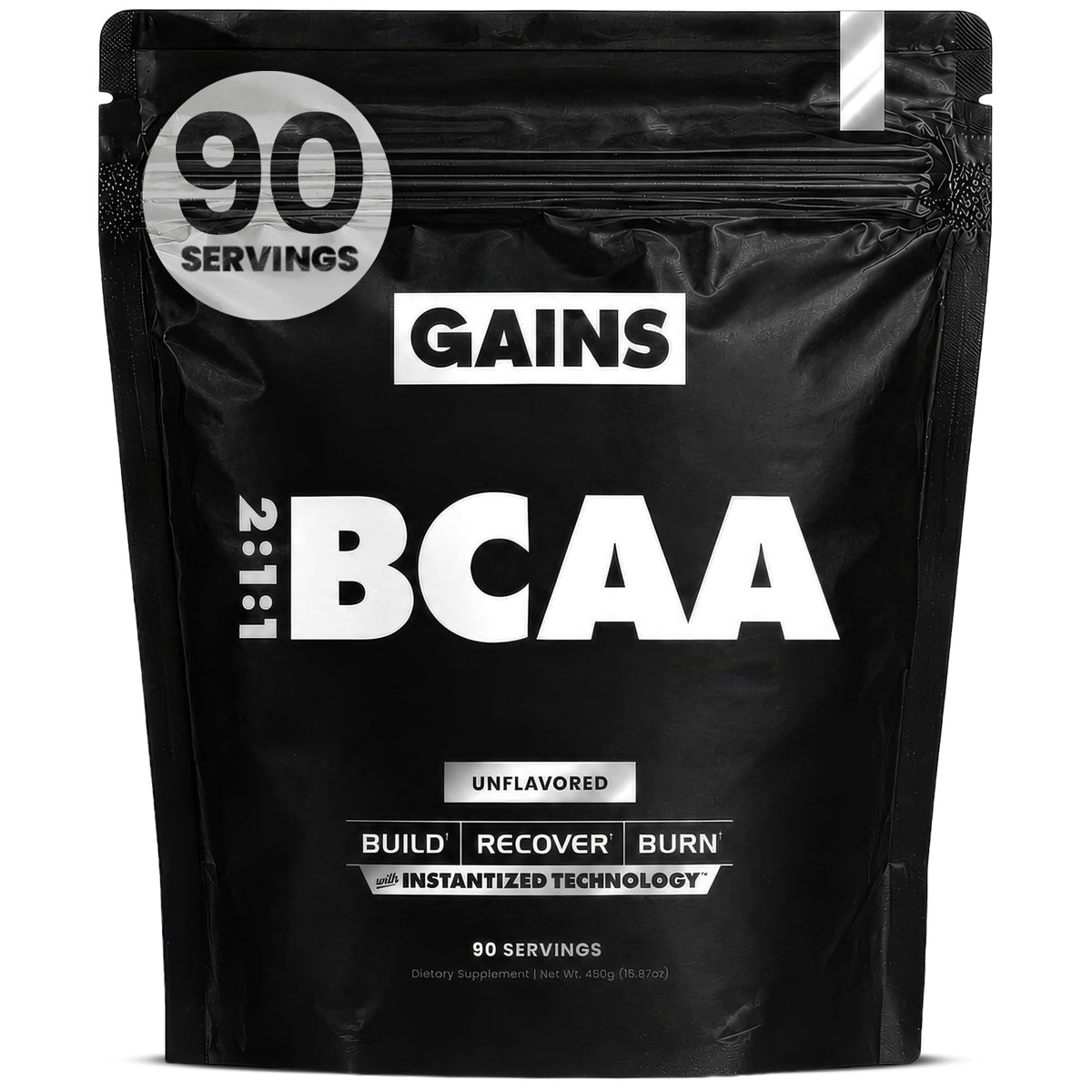 Gains in Bulk BCAA Powder, Amino Acids, Unflavored, 30 Servings
