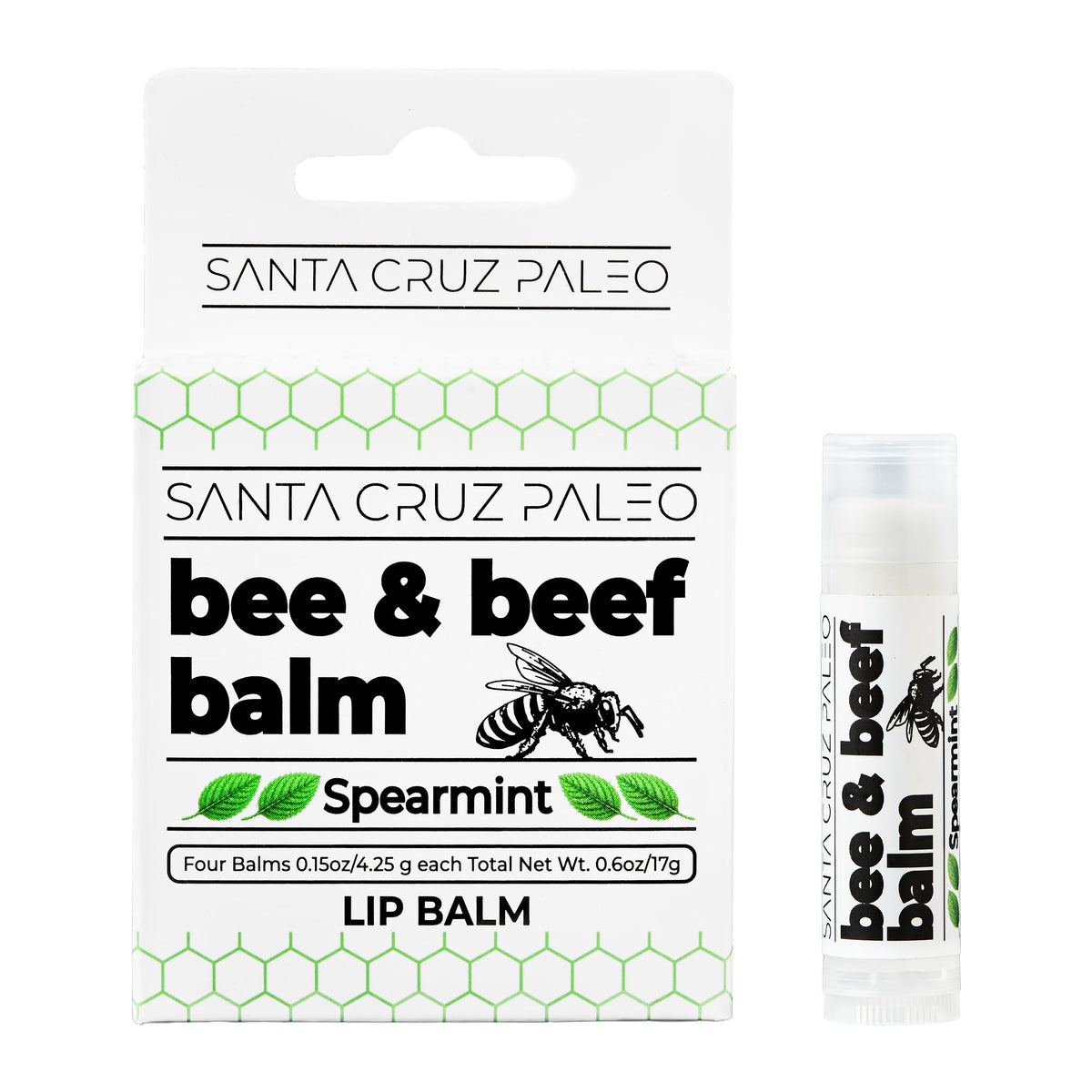 Santa Cruz Paleo Grass Fed Beef Tallow & Beeswax Lip Balm, 1 Pack, Beef Tallow for Skin Care Moisturizer, Hypoallergenic for Sensitive Skin, Long Lasting & Vitamin Rich, Unflavored