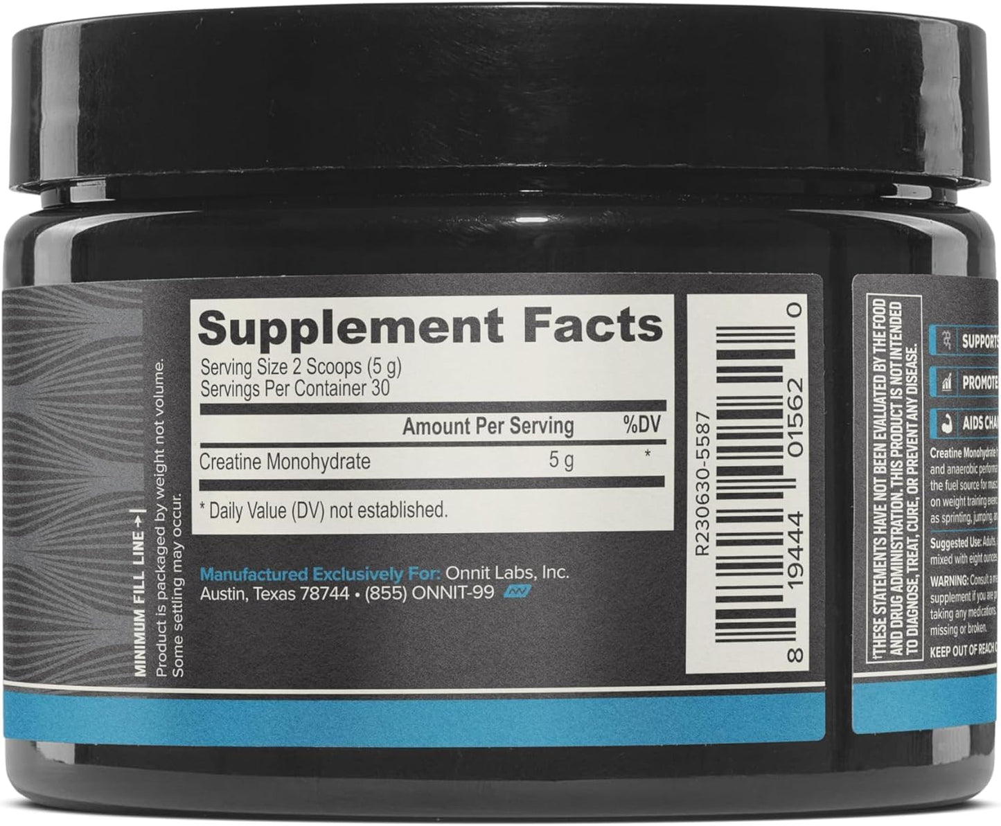 ONNIT Creatine Monohydrate Powder, IGEN(TM) Non-GMO Tested 5g Premium Creatine for Muscle Strength, Power and Lean Mass, Supports Brain Health