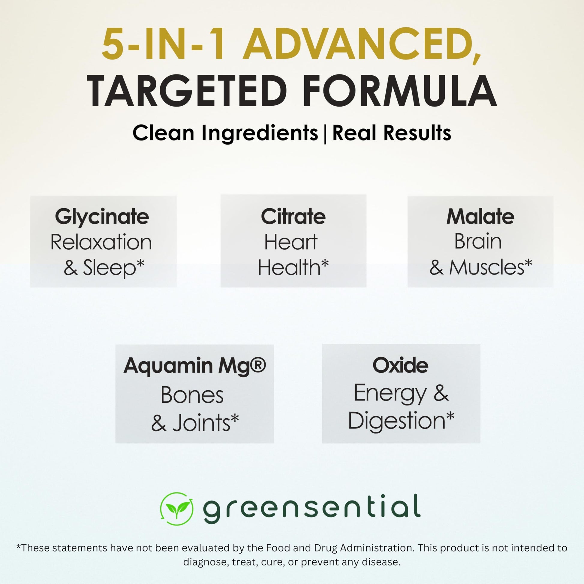 Greensential 5-in-1 Magnesium Complex 500mg | Glycinate, Malate, Citrate, Oxide & Aquamin® | for Sleep, Muscle & Heart Support | High Absorption, Vegan, 120 Capsules Greensential buy supplements Au