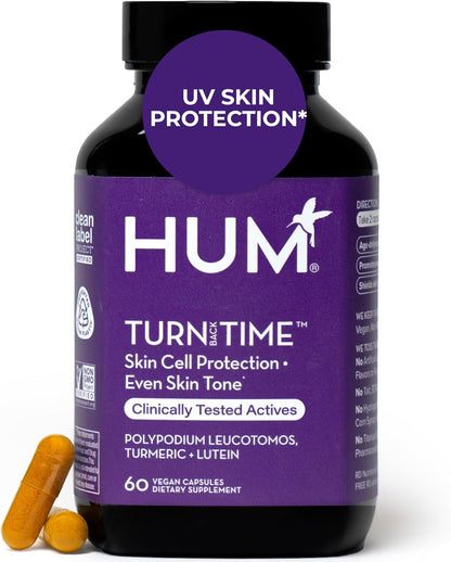 HUM Turn Back Time Turmeric & Green Tea, Skin Aging Support, 60 Count