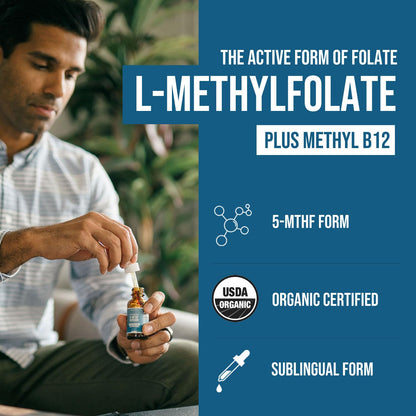 L Methylfolate 7.5mg plus Methyl B12 - Active 5-MTHF Form, MTHFR Supplement - Bloodstream Ready Methylated Folate + B12 Cofactor - Supports Mood, Homocysteine Methylation, Cognition (60 Capsules)