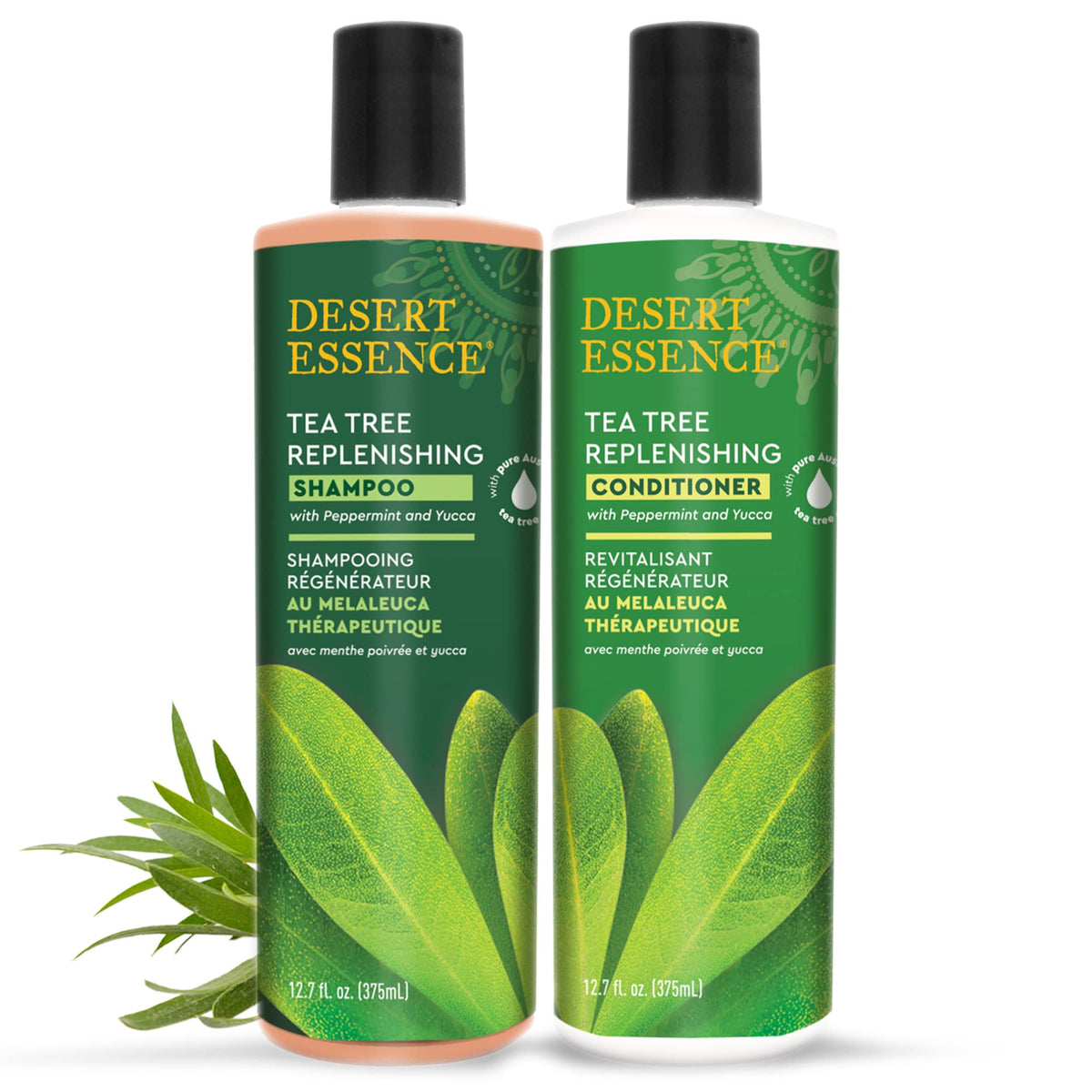 Desert Essence Tea Tree Replenishing Shampoo with Peppermint, 12.7 oz