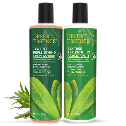 Desert Essence Tea Tree Replenishing Shampoo with Peppermint, 12.7 oz