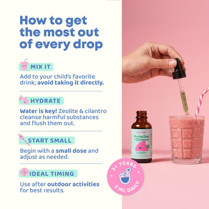 JoySpring DetoxZee Cilantro & Zeolite Drops for Kids | Liquid Zeolite Clinoptilolite with Cilantro Extract | Gentle Daily Wellness Support