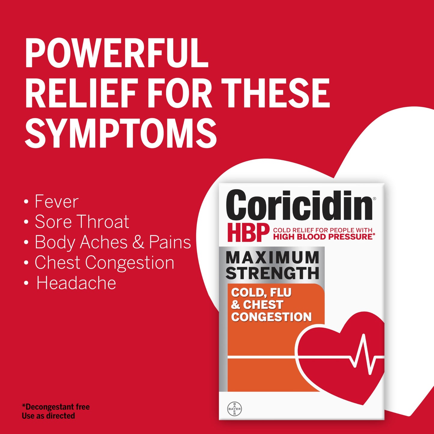 Coricidin HBP, Decongestant-Free Cold Symptom Relief for People with High Blood Pressure, Maximum Strength, Flu & Chest Congestion Liquid Gels, 24 Count Coricidin HBP buy supplements Au