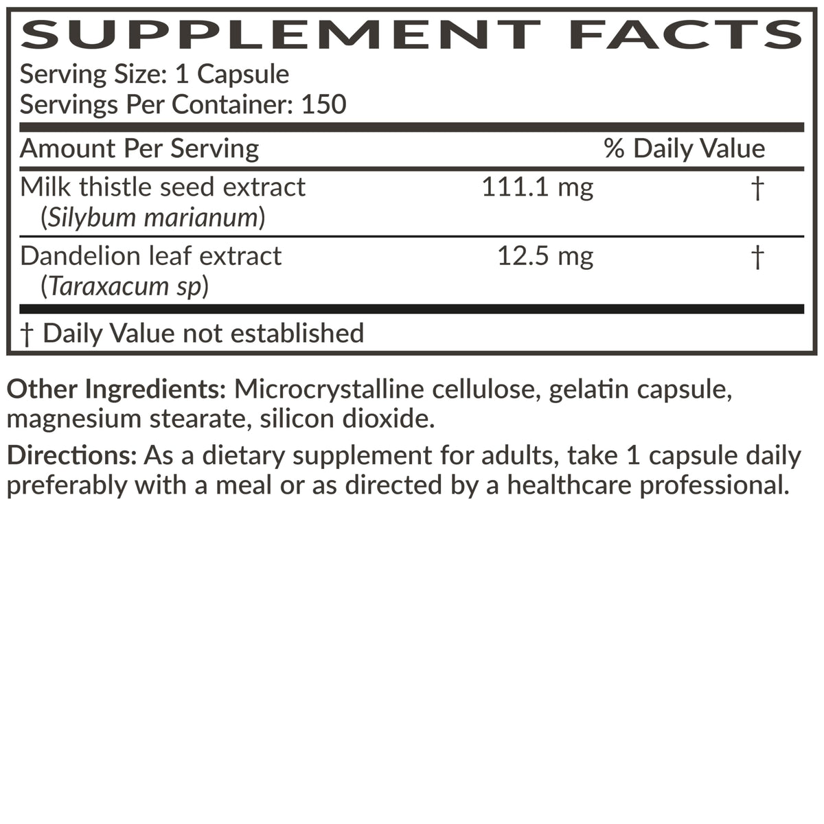 Futurebiotics Milk Thistle Silymarin Marianum & Dandelion Extract Liver Health Support, Antioxidant Support, Detox, 300 Capsules
