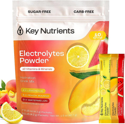 KEY NUTRIENTS Multivitamin Electrolyte Packets, No Sugar Variety Pack, 10Ct