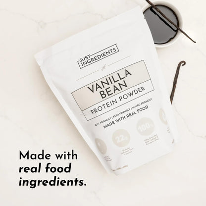 JUST INGREDIENTS Vanilla Protein Powder - Grass-Fed Whey Blend, Organic, Gluten Free, Dairy Free, Soy Free - 15 Servings, 22g Protein