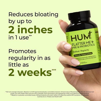 HUM Flatter Me Fiber Supplement & Flatter Me Plus Prebiotics & Probiotics
