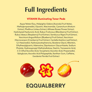 Suplement ​EQQUALBERRY Vitamin Illuminating Toner Pads | Niacinamide 2% + Brightening Vitamin C-Peptide | Hydrating Exfoliating Multi Pads & Dark Spot Remover - VelvetGlow USA
