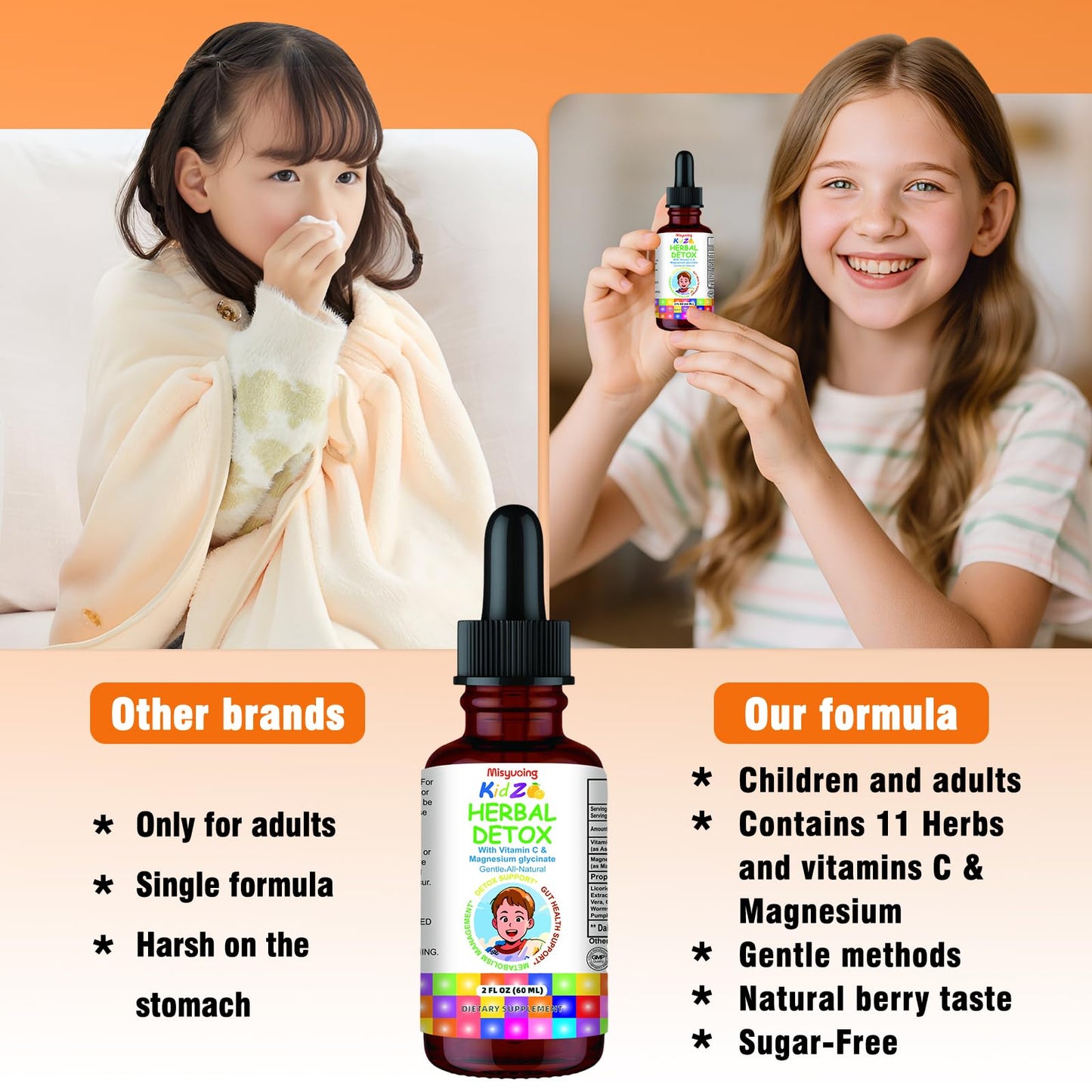 Misyvoing Natural Herbal Gut Support for Kids and Adults,Supports Body Cleansing, Immune Support,Improve Concentration,Vitamins C