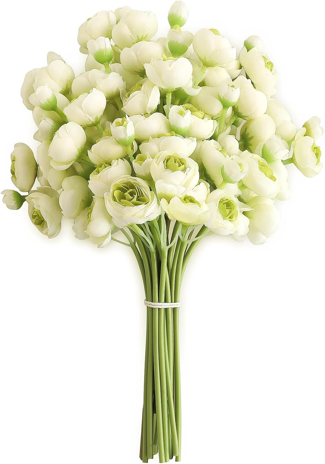 Floroom Ranunculus Artificial Flowers 18 Pcs Green Faux Silk Mini Ranunculus Bulk Fake Wedding
