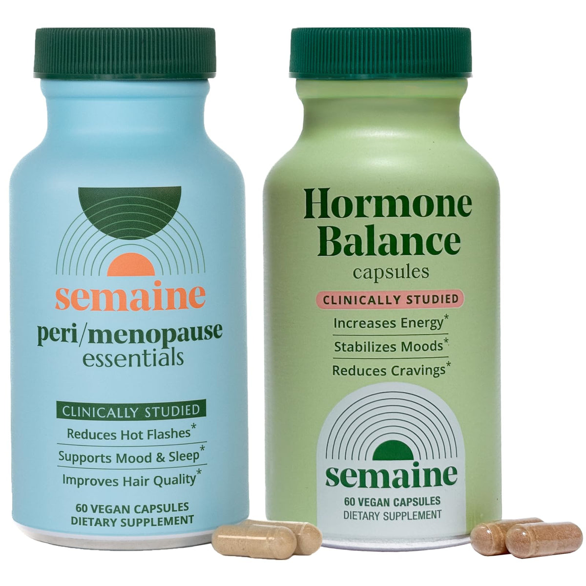 Semaine Hormone Balance for Women - Womens Hormone Balance Supplement & Premenopausal Supplements for Women - Methylated Folate, B Vitamins, Magnesium, Zinc, Berberine Phytosome & Grapeseed - 60 count