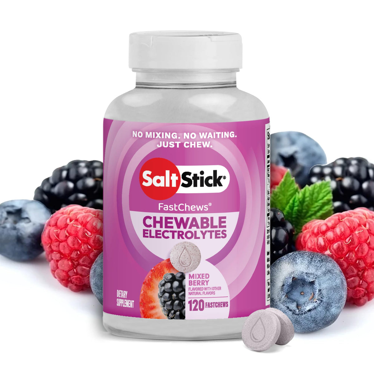 SaltStick High Sodium Electrolyte FastChews - Mixed Berry, 60 Tablets