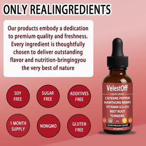 Velestoff Cayenne Pepper & Cayenne Pepper Drops Liquid Supplement with Hawthorn, Beet Root, Turmeric, Vitamin K2 D3 Nutralis buy supplements Au