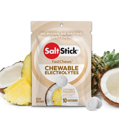 SaltStick Electrolyte FastChews Chewable Tablets, Lemon Lime, 120 count, 12 packets of 10 tablets each