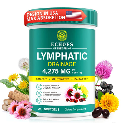 Lymphatic Drainage Supplements, 4275mg Lymph System Support Supplement for Women & Men, Daily Wellness Support, 21-in-1 Herbal Blend with Echinacea, Dandelion, Burdock, Turmeric & More, 240 Softgels Echoes of the spring buy supplements Au