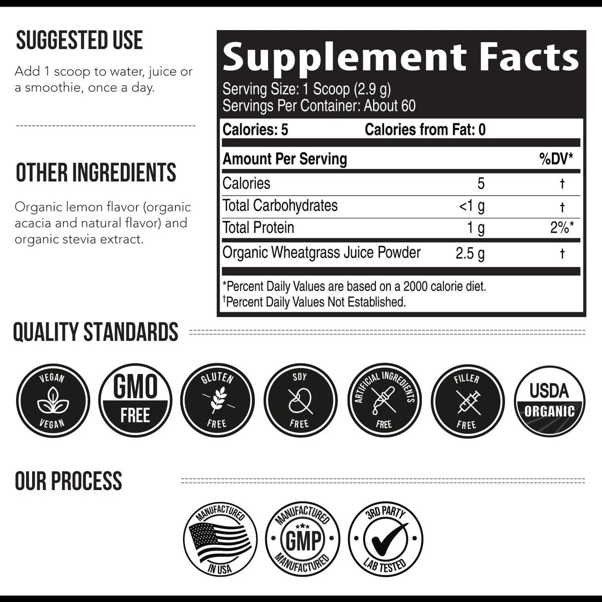 Organic Wheatgrass Juice Powder - Organic, Grown in Volcanic Soil of Utah - Raw BioActive Form, Cold-Pressed Then CO2 Dried, 20:1 Concentrate Juice Extract - Unflavored (5.3 oz – 60 Servings)