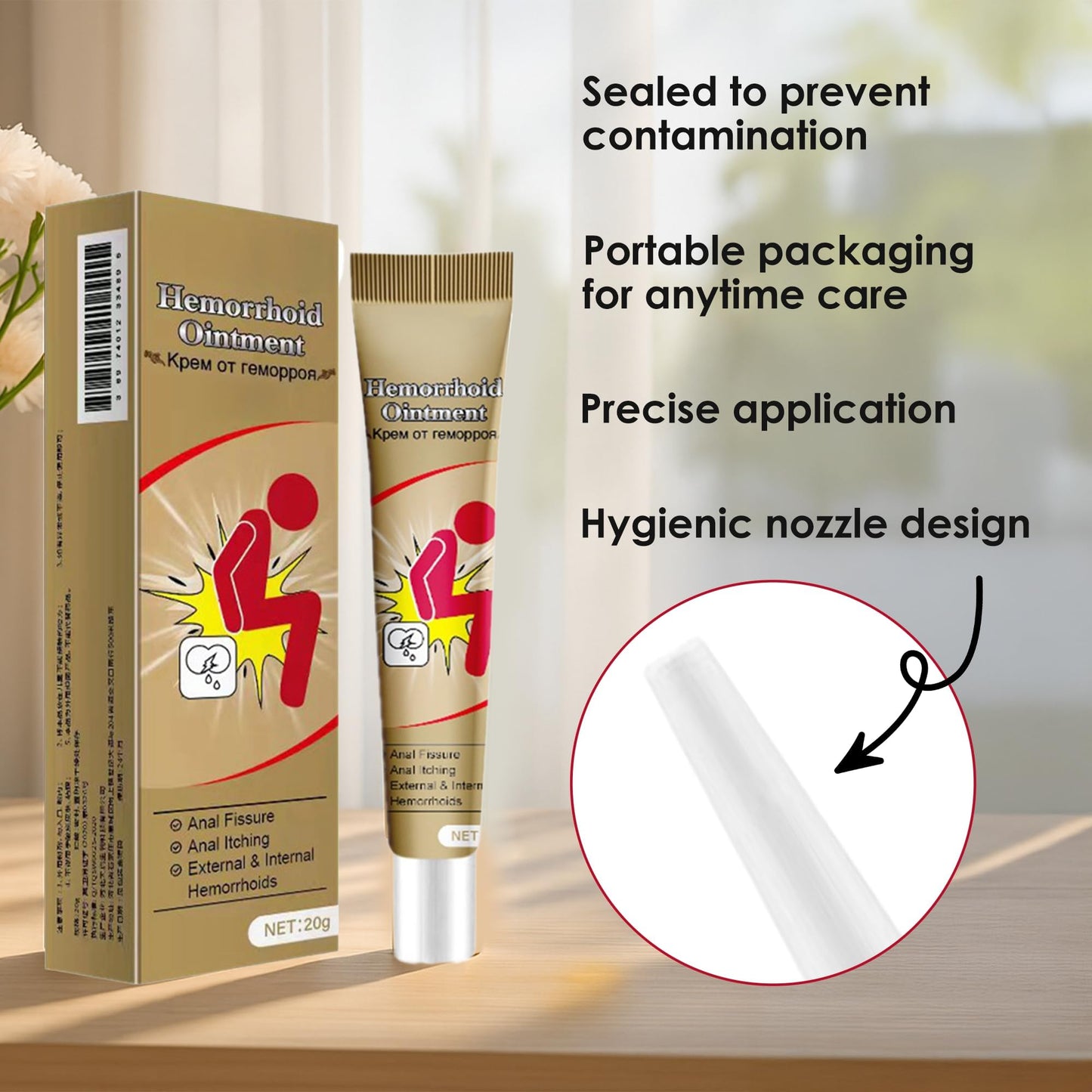 Hemorrhoid Cream, Herbal Hemorrhoid Ointment, Natural Itching & Burning Relief Hemorrhoidal Cream, External Discomfort Support for Men Women 20g GenericBuy Supplements Australia