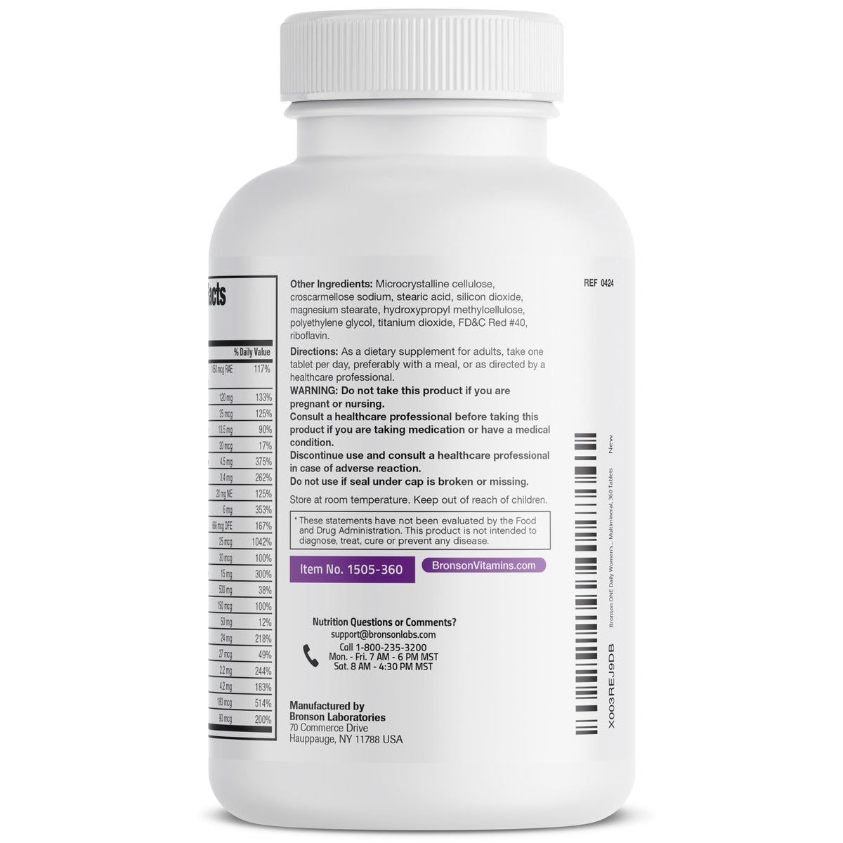 Bronson ONE Daily Women 50+ Complete Multivitamin Multimineral, 180 Tablets | Once-Daily, Targeted Nutrition For Active Women Over 50, Non-GMO, Gluten-Free, Soy-Free