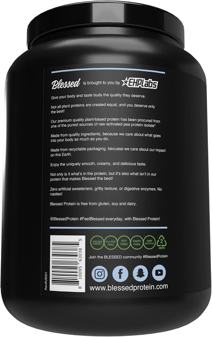 BLESSED Vegan Protein Powder - Plant Based Protein Powder Meal Replacement Protein Shake, 23g of Pea Protein Powder, Dairy Free, Gluten Free, Soy Free, No Sugar Added, 30 Servings (Cookies & Cream)