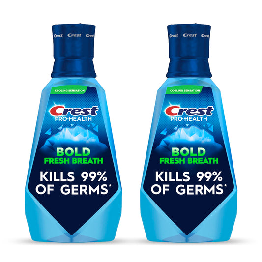 Crest Mouthwash Pro-Health Bold Fresh Breath, 99% Germ Kill, Antigingivitis & Antiplaque, Clean Mint - 1 L (33.8 fl oz), Pack of 2