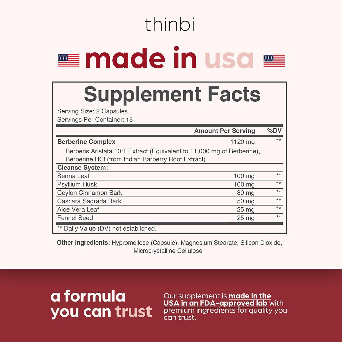 Artnaturals Thinbi Colon Cleanse Capsules with Berberine, 15-Day Supply