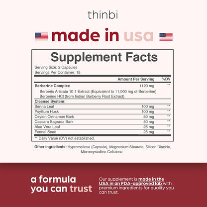 Artnaturals Thinbi Colon Cleanse Capsules with Berberine, 15-Day Supply