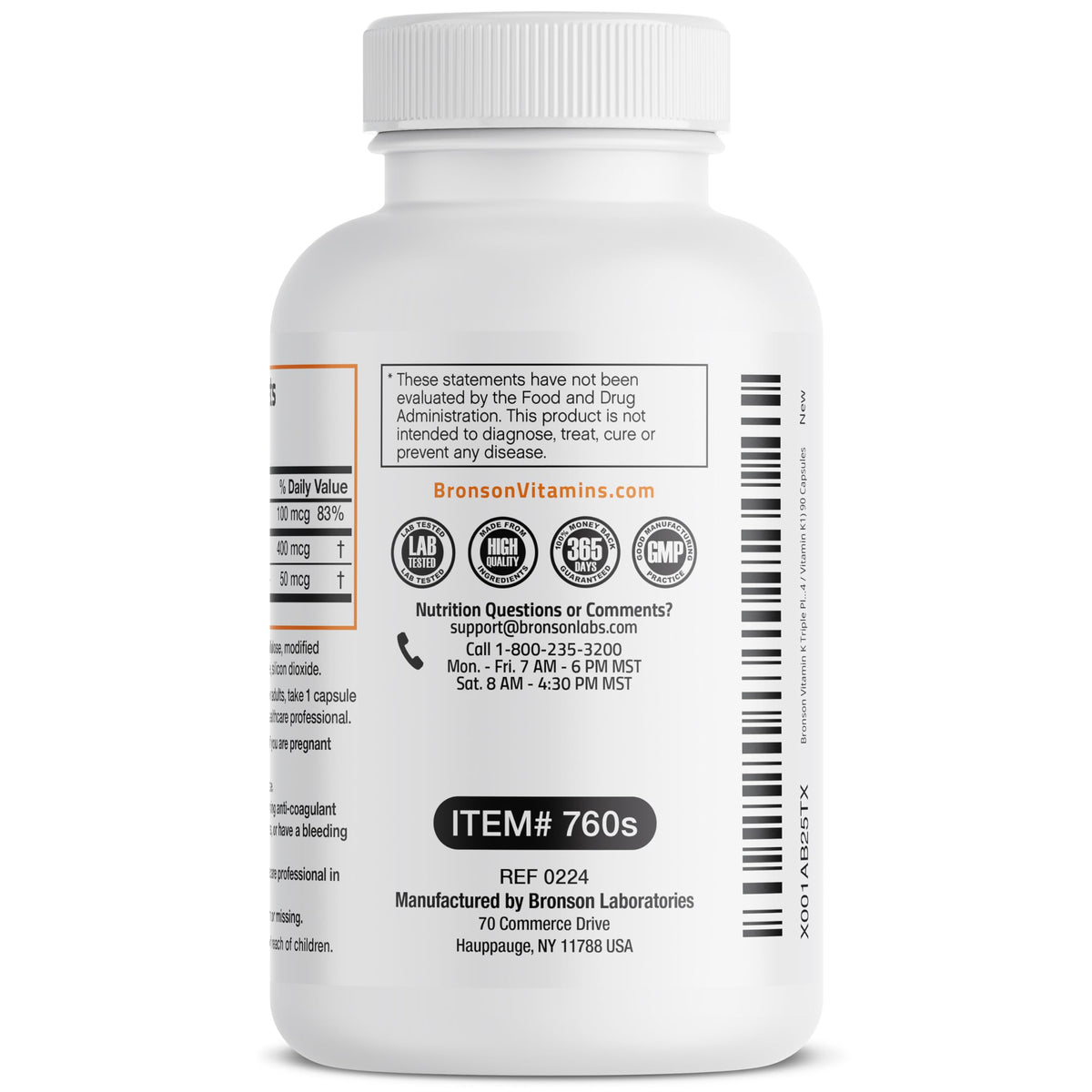 Vitamin K Triple Play (Vitamin K2 MK7 / Vitamin K2 MK4 / Vitamin K1) Full Spectrum Complex Vitamin K Supplement, 180 Capsules
