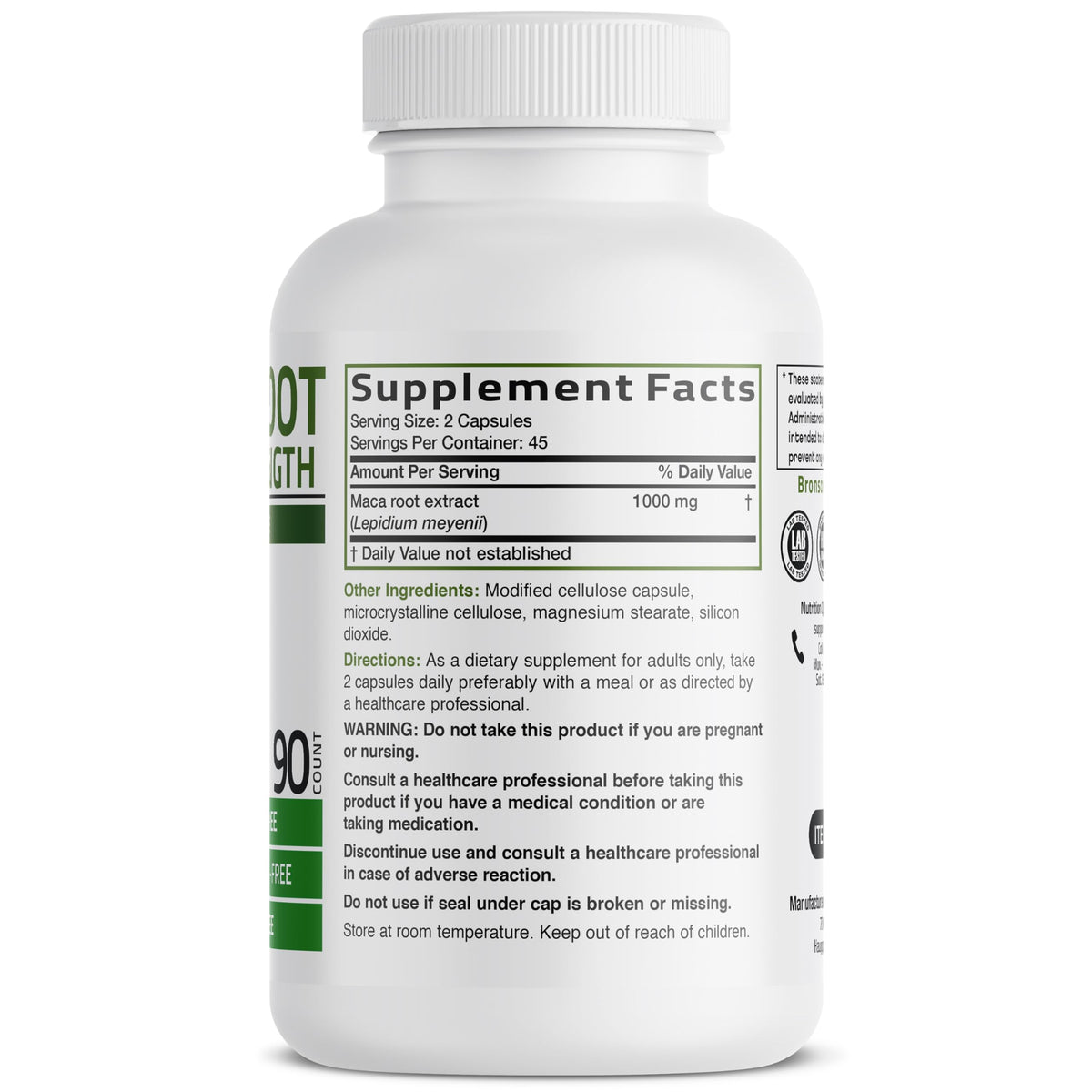 Bronson Maca Root Extra Lepidium Meyenii, Non-GMO, 90 Vegetarian Capsules