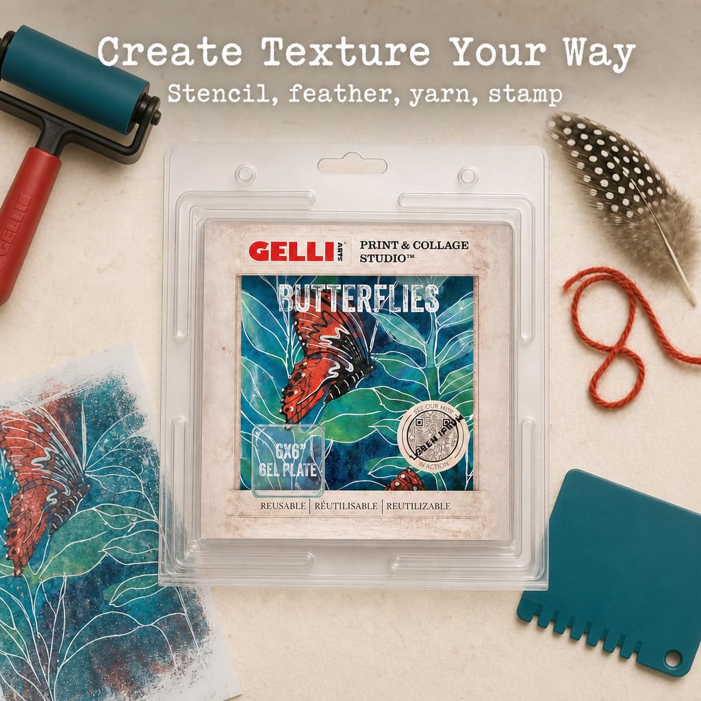 Gelli Arts Gel Printing Plate – Reusable Gel Printing Plate, Printmaking Supplies, Monoprinting at Home, Arts and Crafts – Easy Cleaning & Storage – Made in the USA – 6" x 6" – Blush Bloom