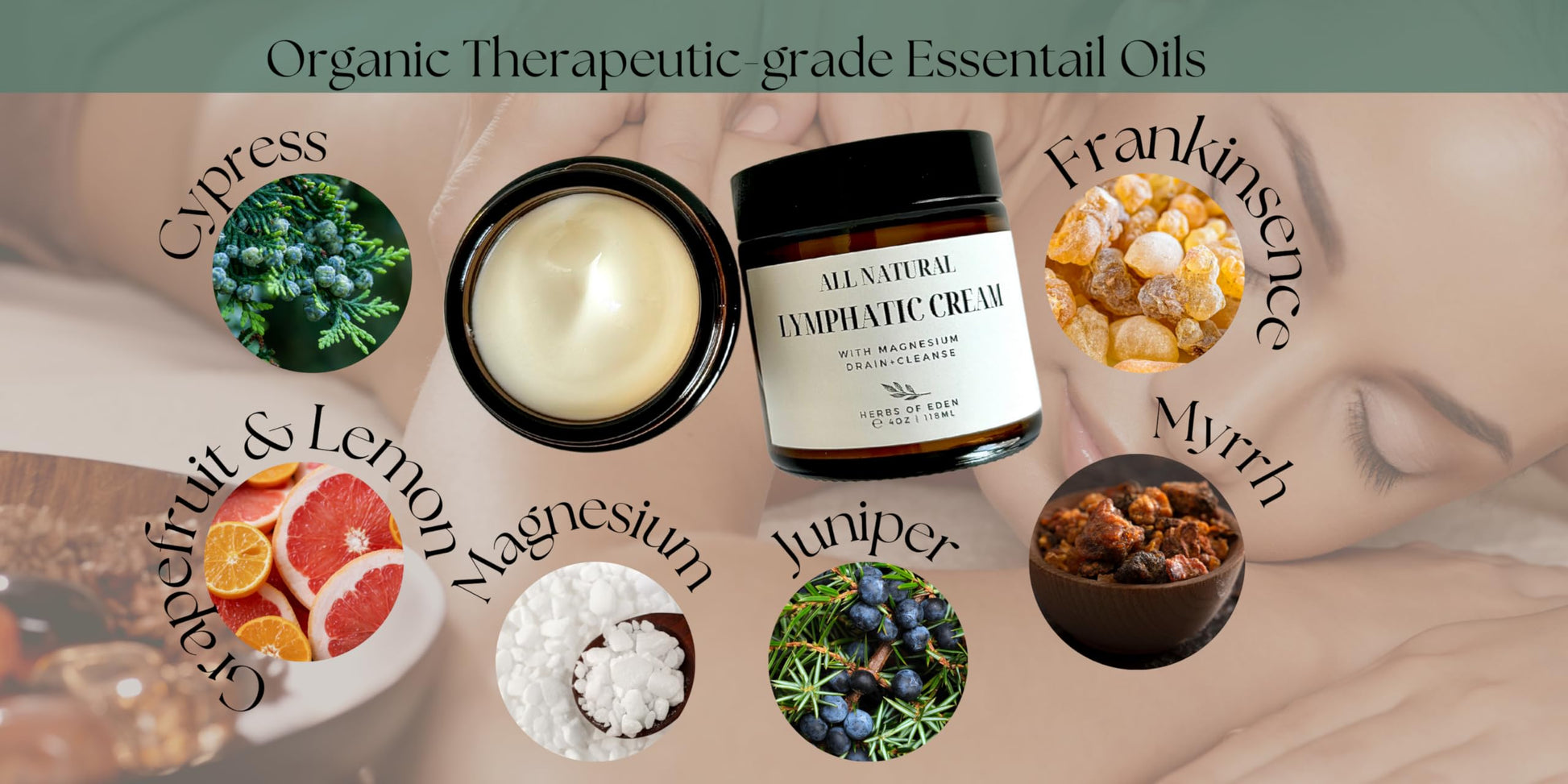 Organic Lymphatic Massage Cream with Magnesium – Natural Topical Cream | Stimulate Lymph Fluid | Family Owned, Made in USA Herbs of EdenBuy Supplements Australia